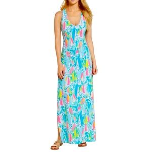 🩷 Women Kerri Maxi Dress Size XL Lilly Boats Beach 100% Pima Cotton Vacation
